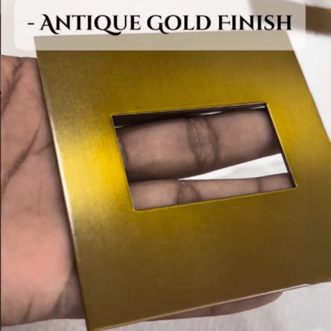 Dualtone antique brass finish sample with dark highlights