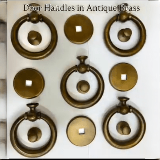 Antique brass plated round door handles for commercial venues