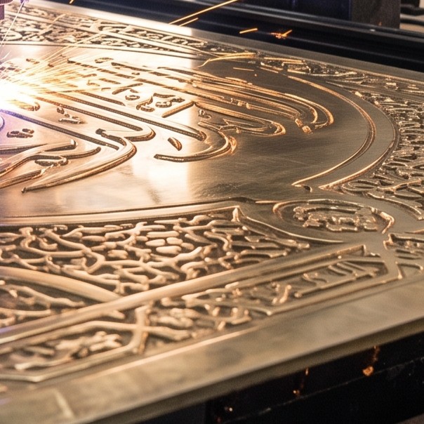 Laser embossing machine work on decorative brass plates