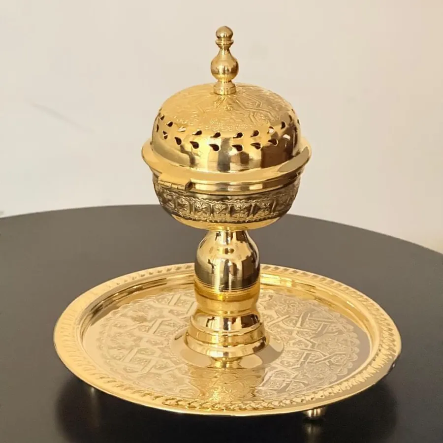 24K Gold Plated oud incense burner