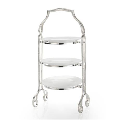 Silver plated 3 tier serving trolley for hotel dining